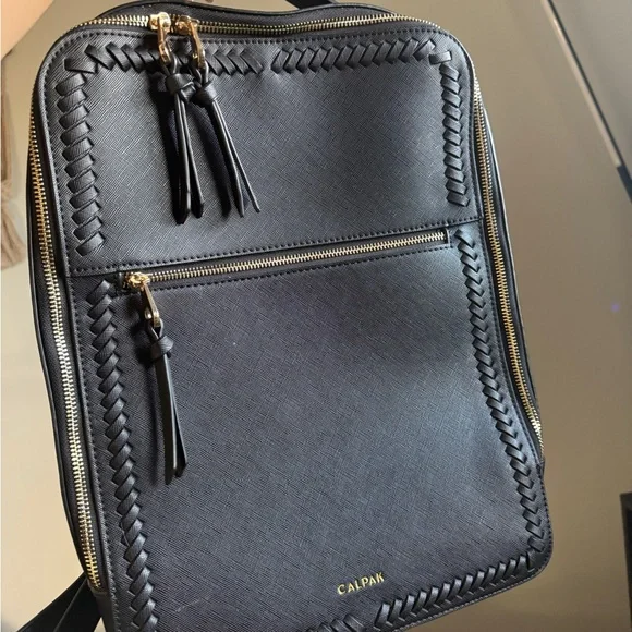CALPAK Kaya Laptop Backpack in Black with Gold Accents - Picture 6 of 9